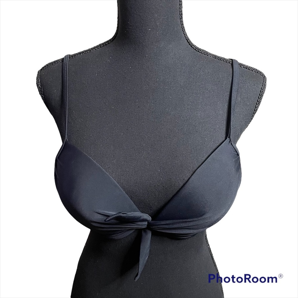 Tahiti Black Tie Front Bikini Top